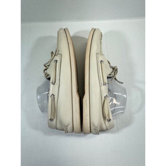 Sperry men's Shoes10M top sider beige leather boat shoes Authentic Original 2-ey - Picture 13 of 16